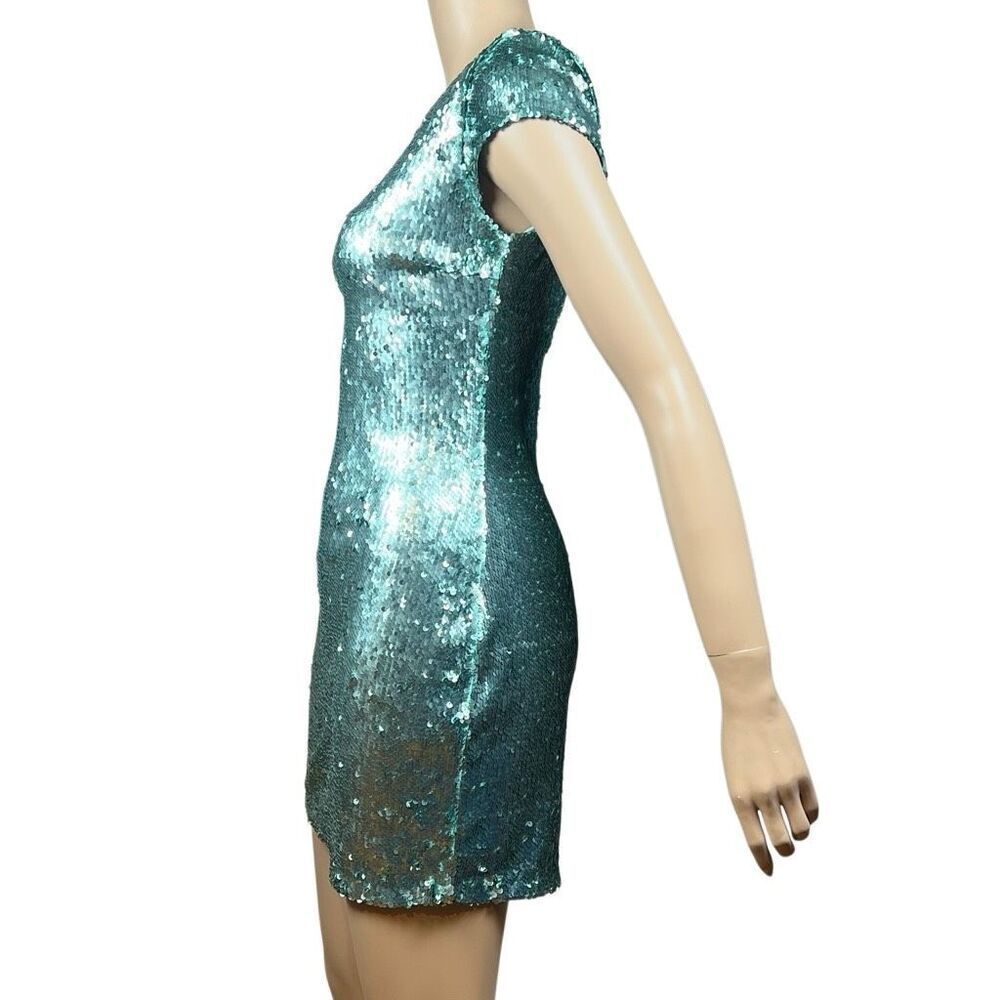 Zara Basic Collection Green Sequin Mini Dress Xs … - image 4